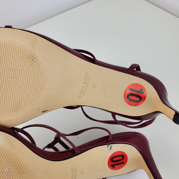 Zara women leather strappy heel sandals red size 10 - Picture 12 of 15